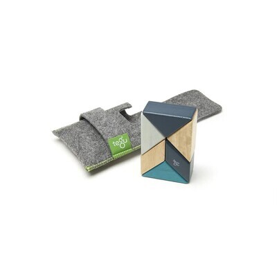 Tegu Magnetic Wooden Blocks - Pocket Pouch Prism (6pc) - Blues