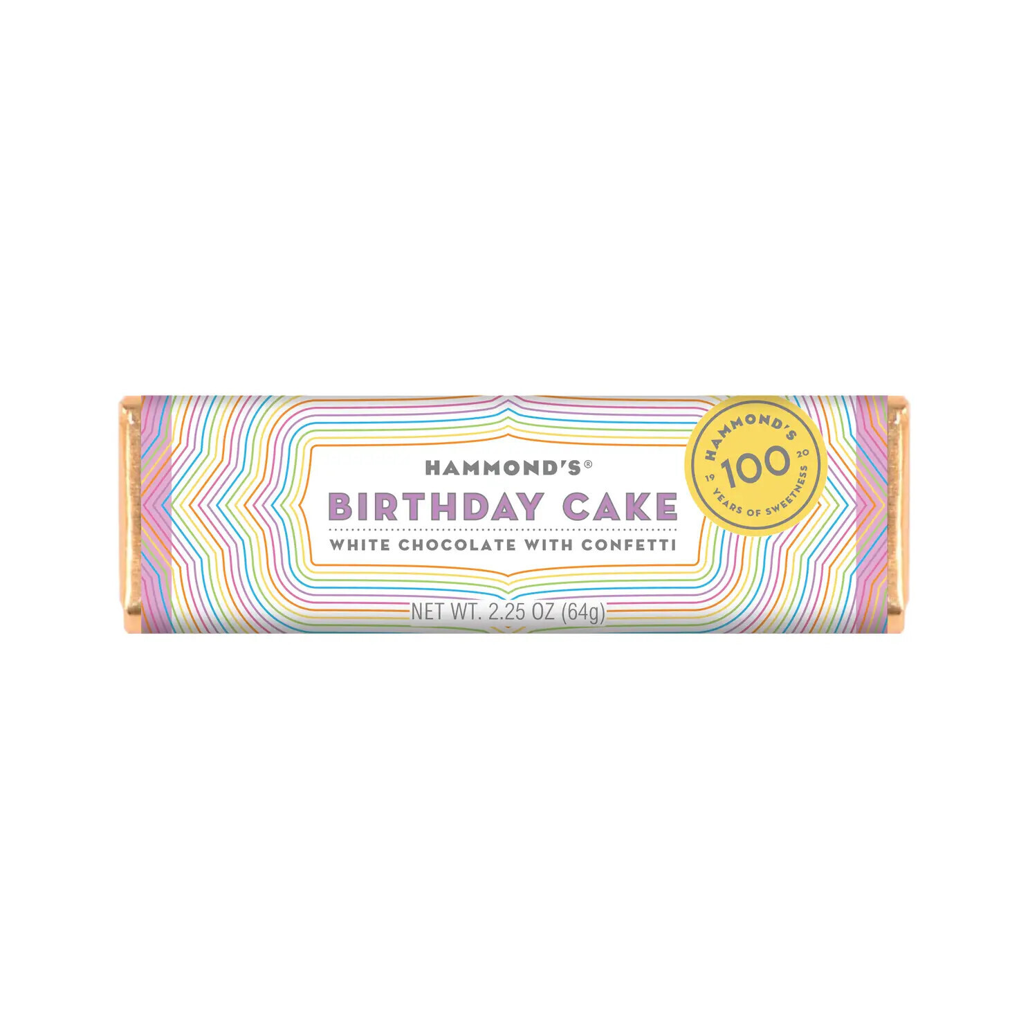 Hammond's Candies  Birthday Cake White Chocolate Candy Bar 2.25oz