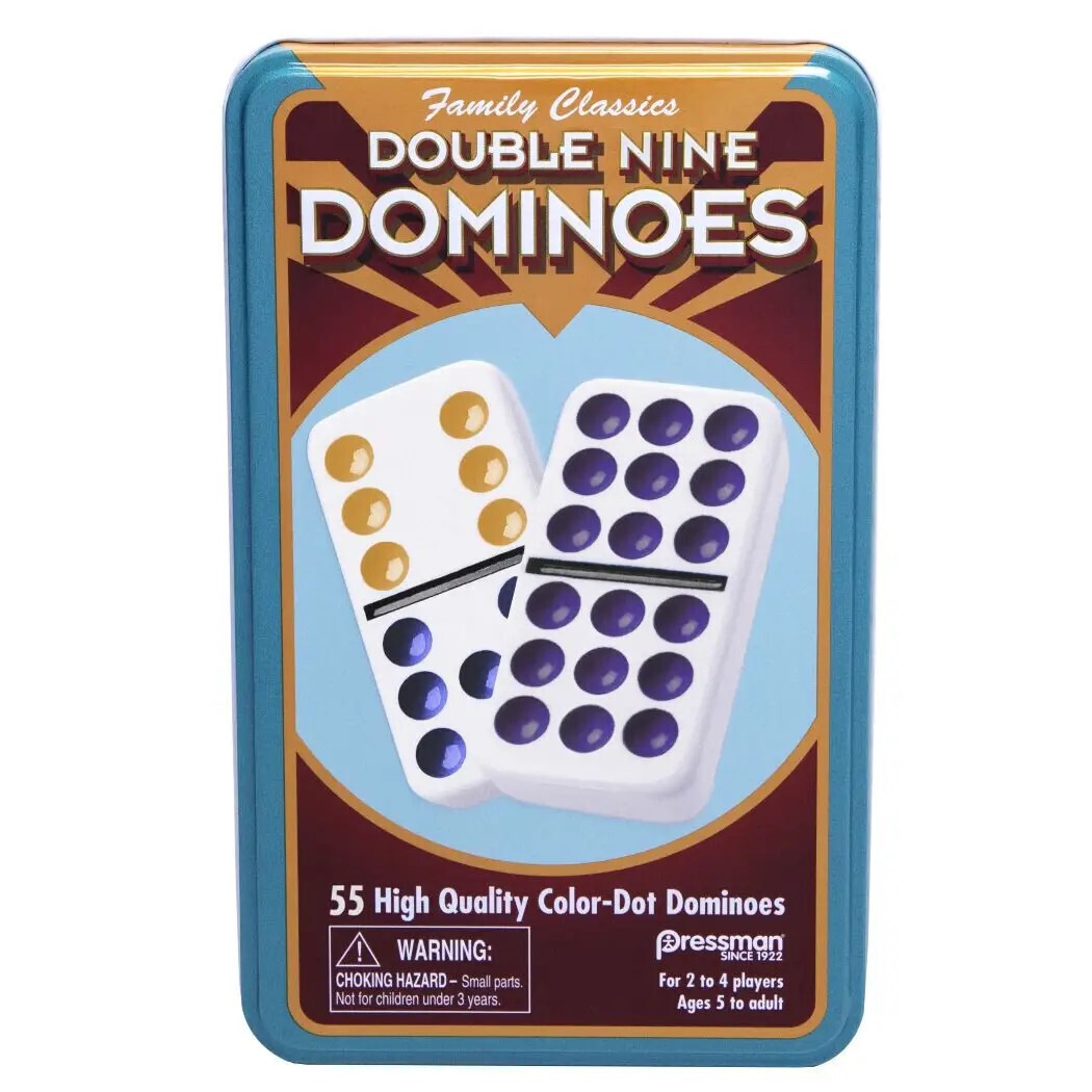 Goliath: Double Nine Color Dot Dominoes in Tin