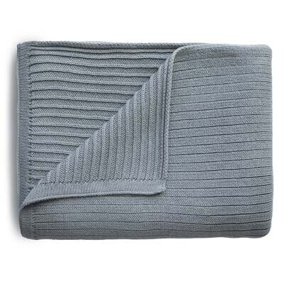 Mushie Knitted Ribbed Baby Blanket - Smoke