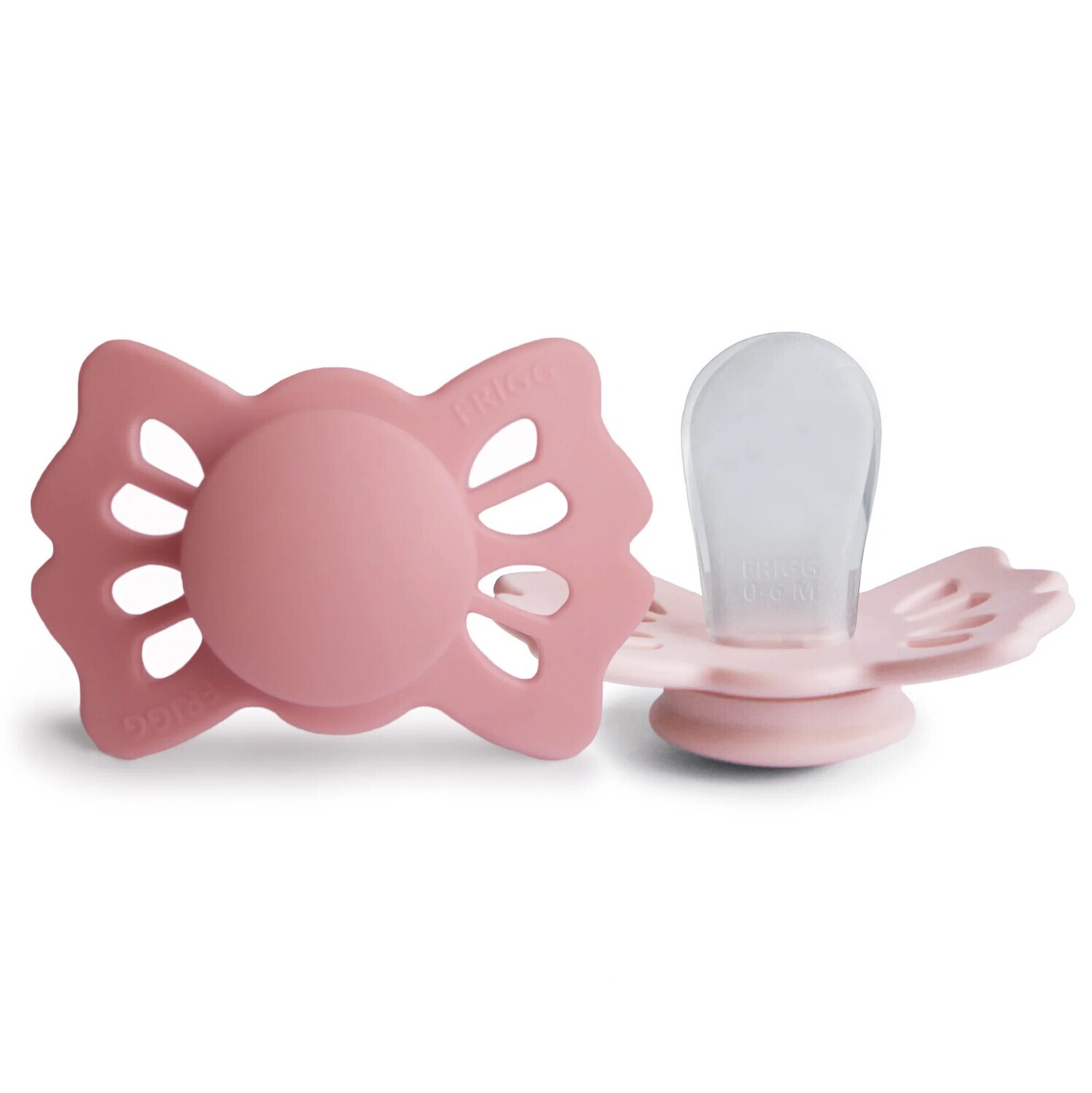 Mushie Frigg Lucky Symmetrical Silicone Pacifier (2pk) - Cedar/Baby Pink (0-6m)