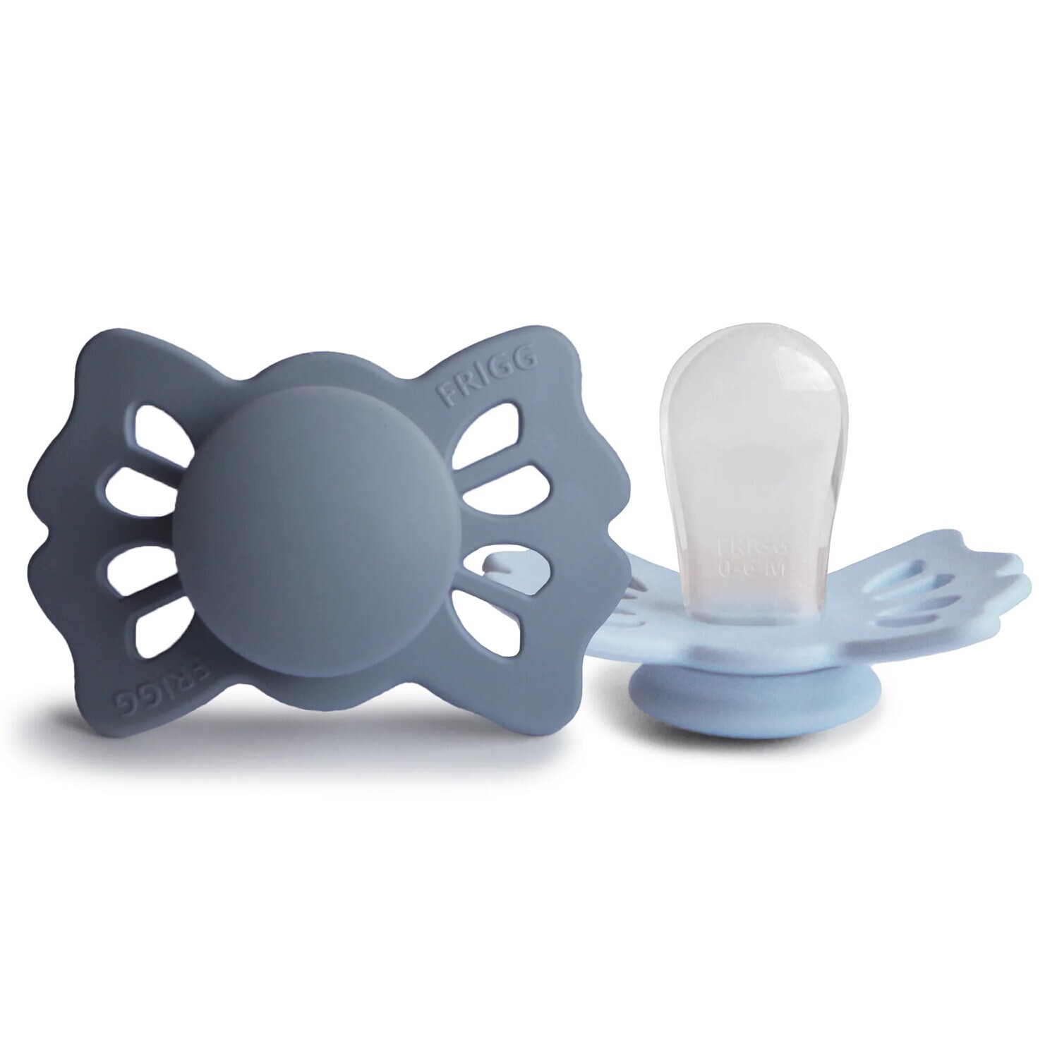 Mushie Frigg Lucky Symmetrical Silicone Pacifier (2pk) - Slate/Powder Blue (0-6m)