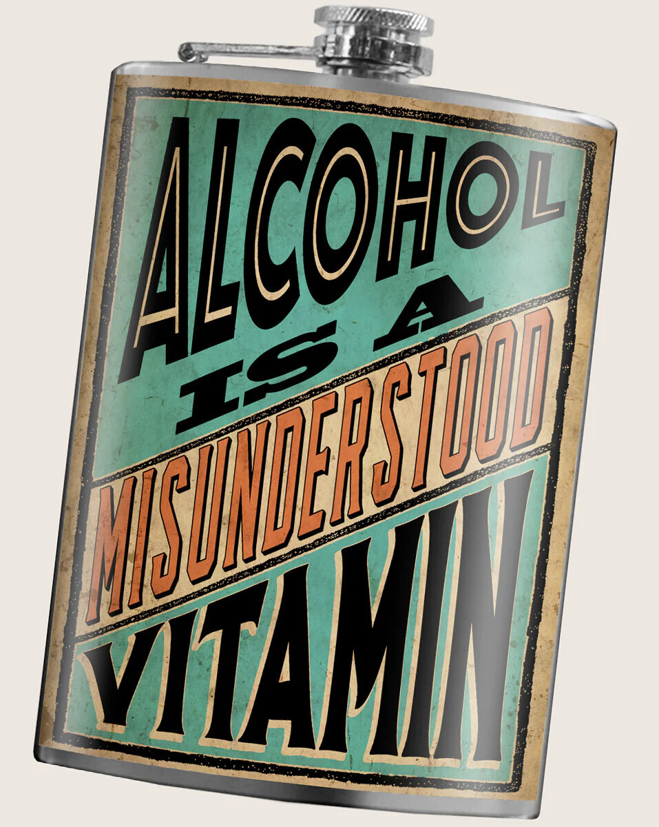 Trixie &amp; Milo Flask - Alchohol Is A Misunderstood Vitamin