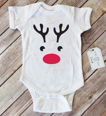 Rudolph Baby Cotton Bodysuit (6M) - White