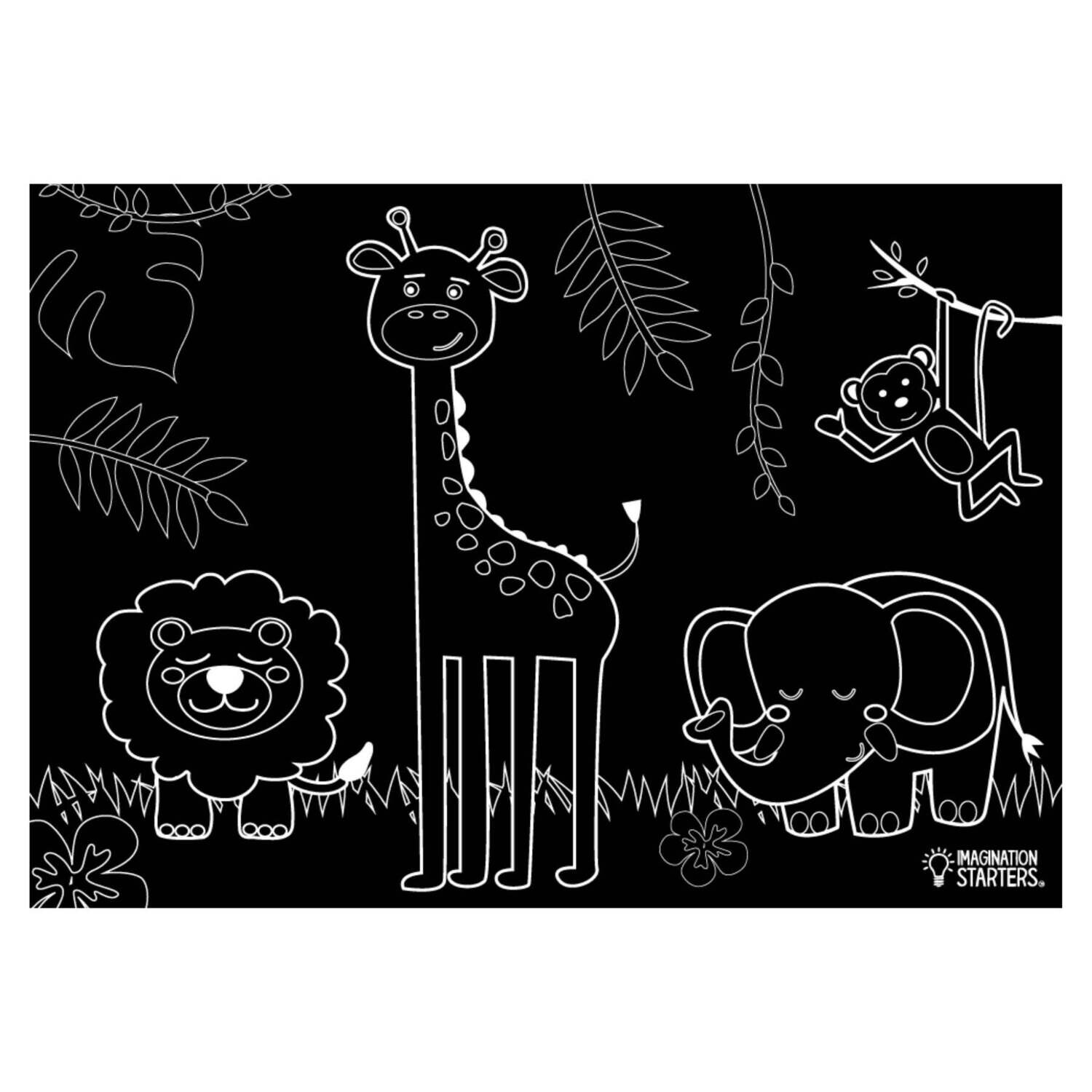 Imagination Starters Chalkboard Placemats Coloring Set (12"x17")  - Farm/Jungle