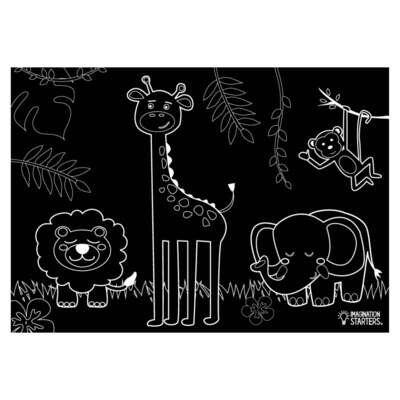 Imagination Starters Chalkboard Placemats Coloring Set (12"x17")  - Farm/Jungle