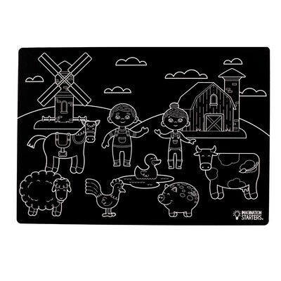 Imagination Starters Chalkboard Placemats Coloring Set (12"x17")  - Farm/Jungle