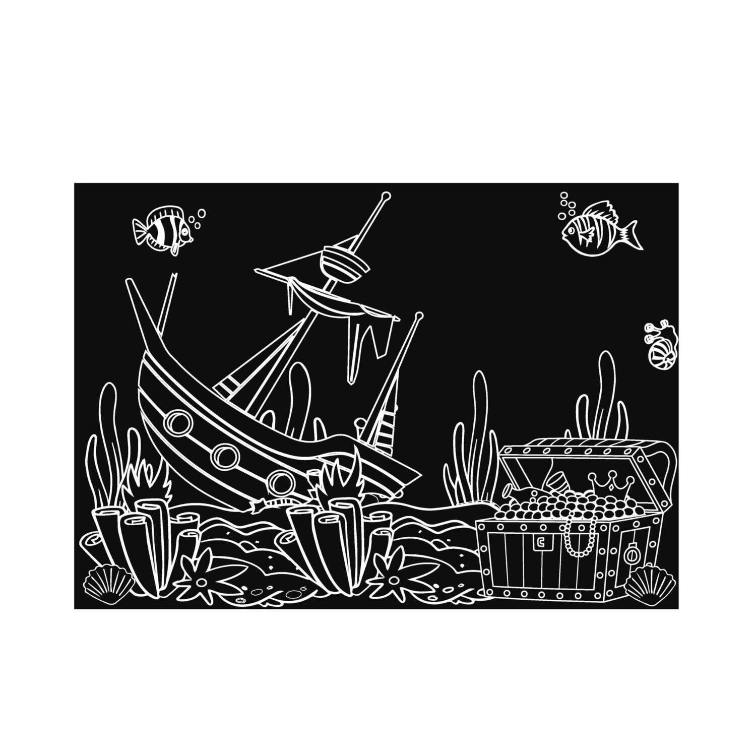 Imagination Starters  Chalkboard Placemats Coloring Set (12"x17")  - Sea/Aquarium