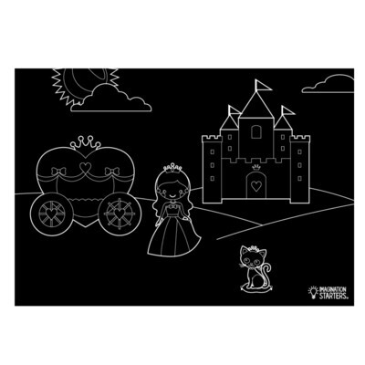 Imagination Starters Chalkboard Placemats Coloring Set (12"x17")  - Princess/Butterfly