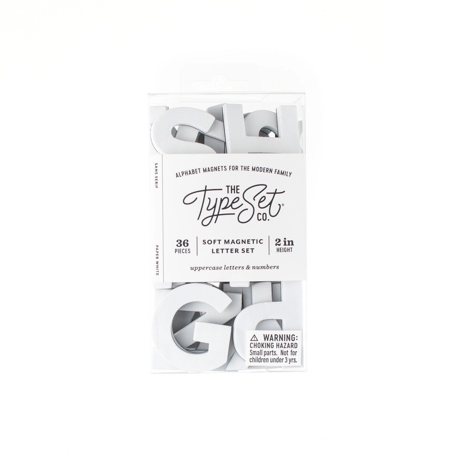 The Type Set CO Large 2-inch 36pc Soft Foam Solid Magnetic Letter Set (36pc) - Paper White Sans Serif