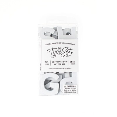 The Type Set CO Large 2-inch 36pc Soft Foam Solid Magnetic Letter Set (36pc) - Paper White Sans Serif