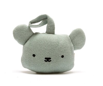 Best Years Bunny the Sleeping Bear Crib Toy Knitted Organic Blue Cotton