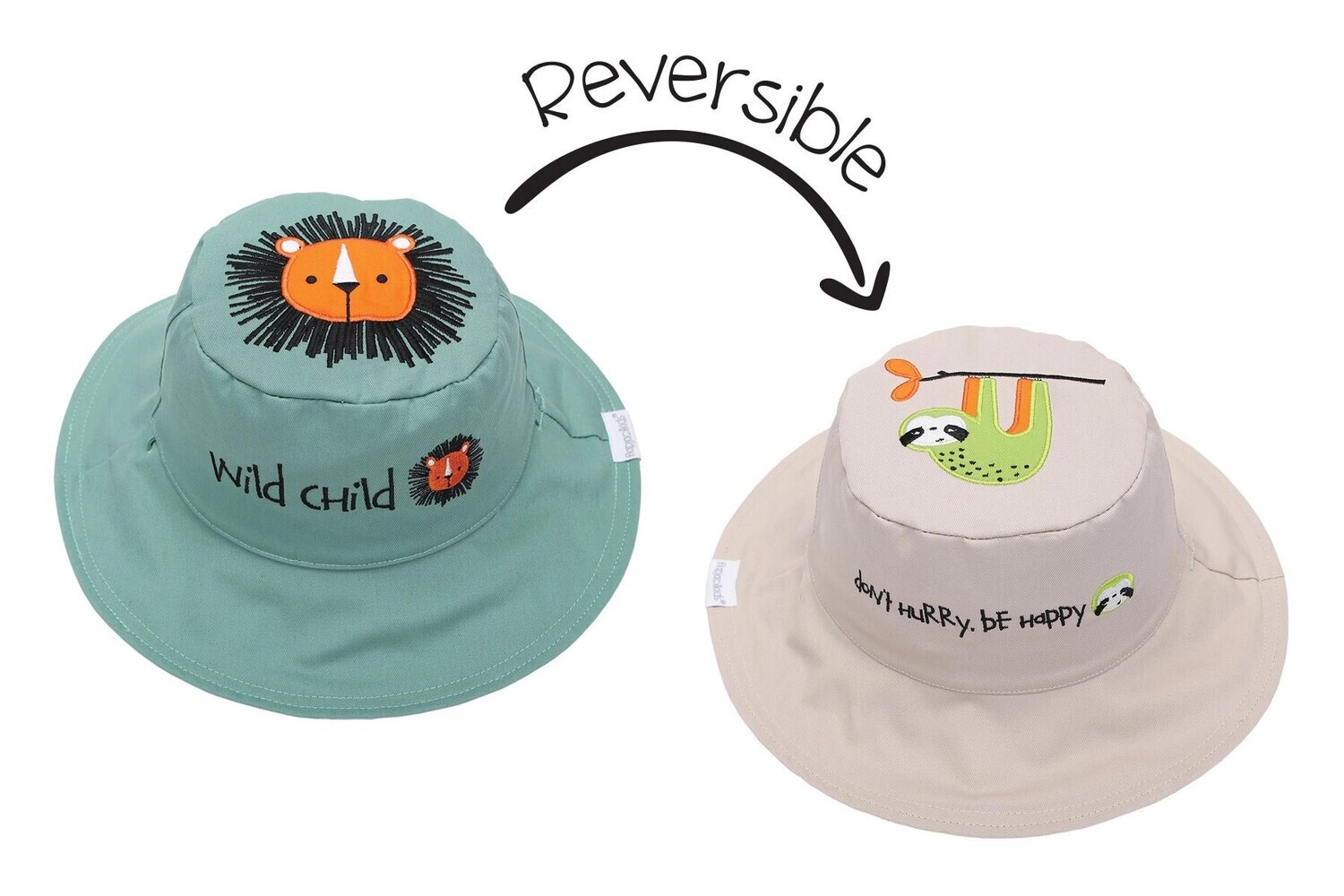 Reversible Kids UPF50+ Sun Hat - Lion/Sloth S (6-24M)