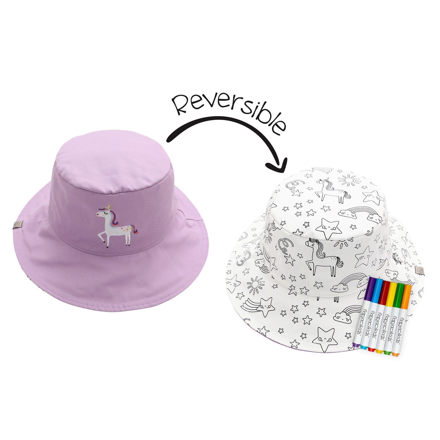 Kids UPF 50+ Coloring Sun Hat - Unicorn: M (2-4Y+)