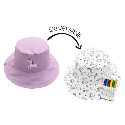 Kids UPF 50+ Coloring Sun Hat - Unicorn: M (2-4Y+)
