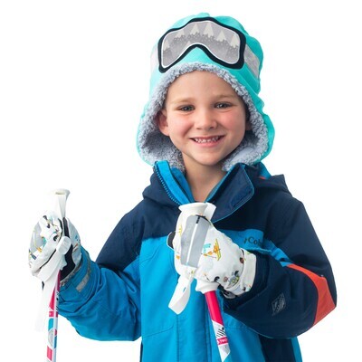 Kids Reversible Sherpa Hat - Wolf/Ski Goggles S (6-24M)