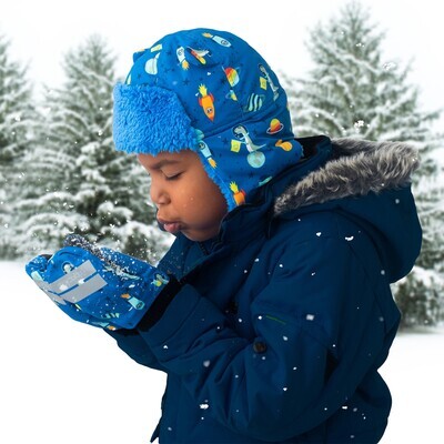 Kids Trapper Hat - Dino Blue S (6-24M)