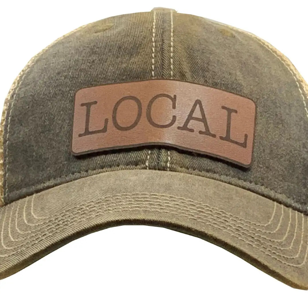 "Local" Genuine Leather Patch  Trucker Cap - Black