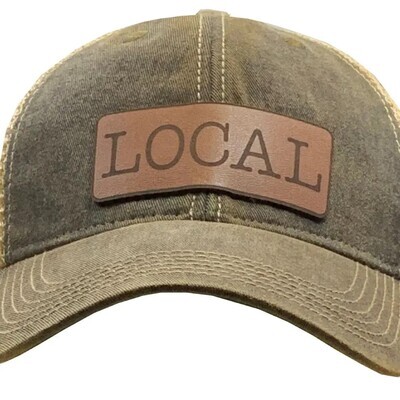 "Local" Genuine Leather Patch  Trucker Cap - Black