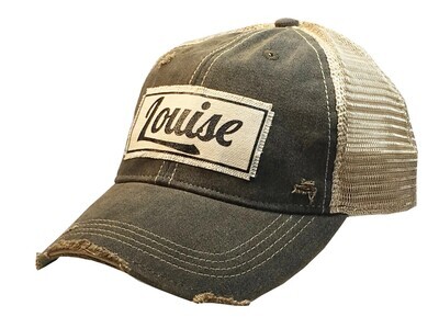 "Louise" Distressed Trucker Cap - Black