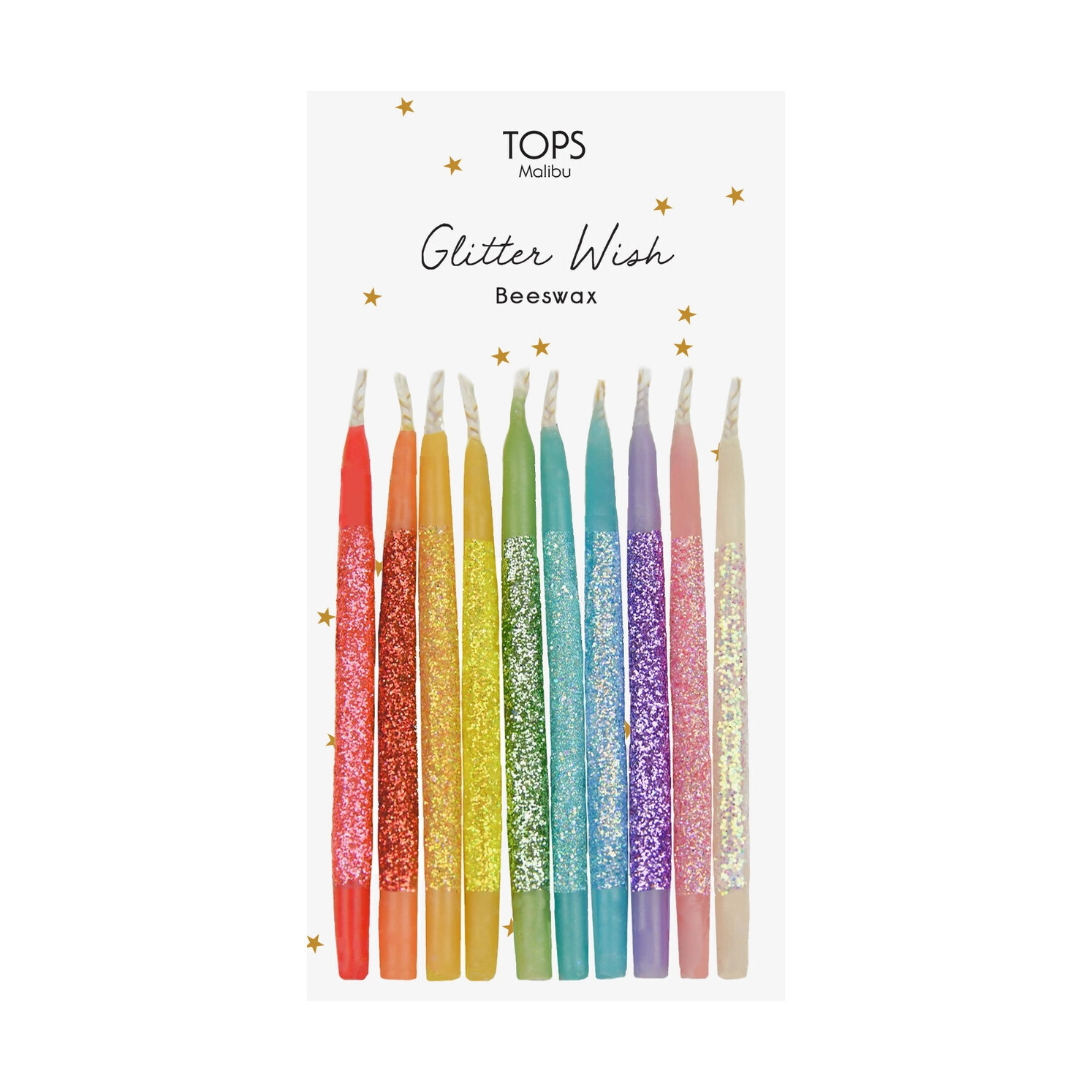 Glitter Wish Candles Beeswax Rainbow 3" (10pk)
