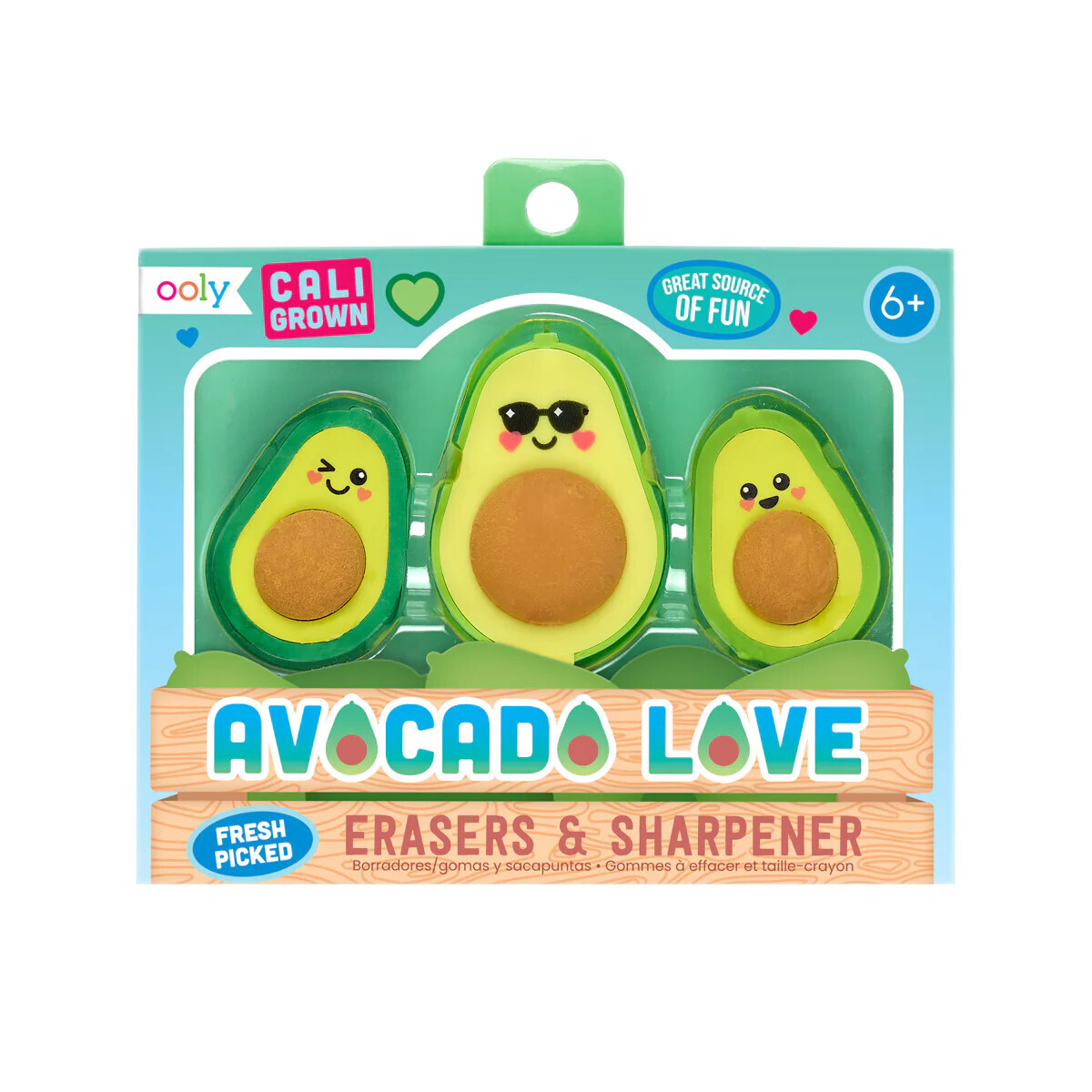 Avacado Love Erasers &amp; Sharpener (Set of 3)
