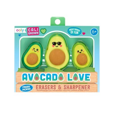 Avacado Love Erasers &amp; Sharpener (Set of 3)