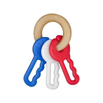 Begin Again Green Keys Clutching &amp; Teething Toy - Red, White &amp; Blue