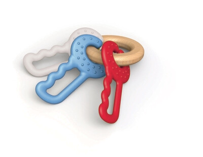 Begin Again Green Keys Clutching &amp; Teething Toy - Red, White &amp; Blue