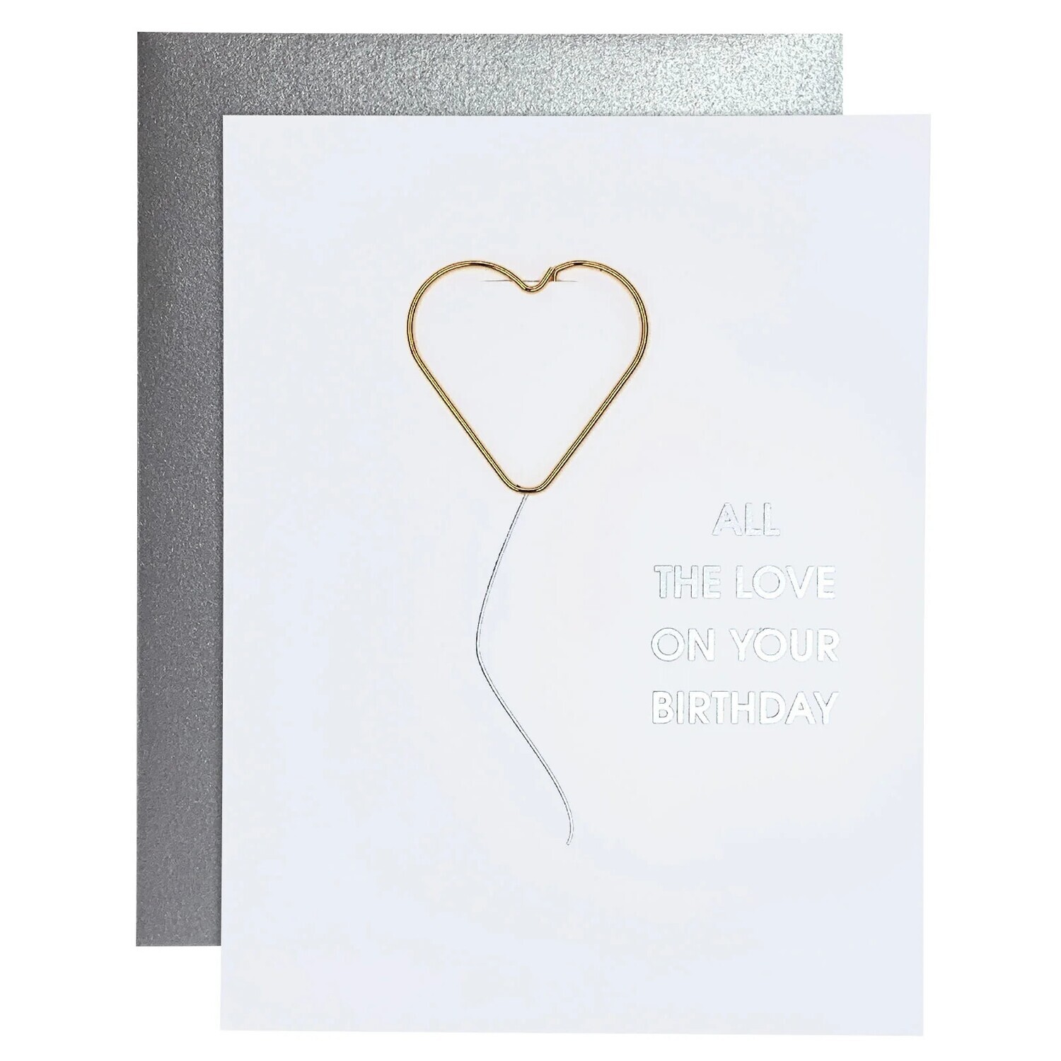 All the Love On Your Birthday - Heart Paper Clip Letterpresss Card