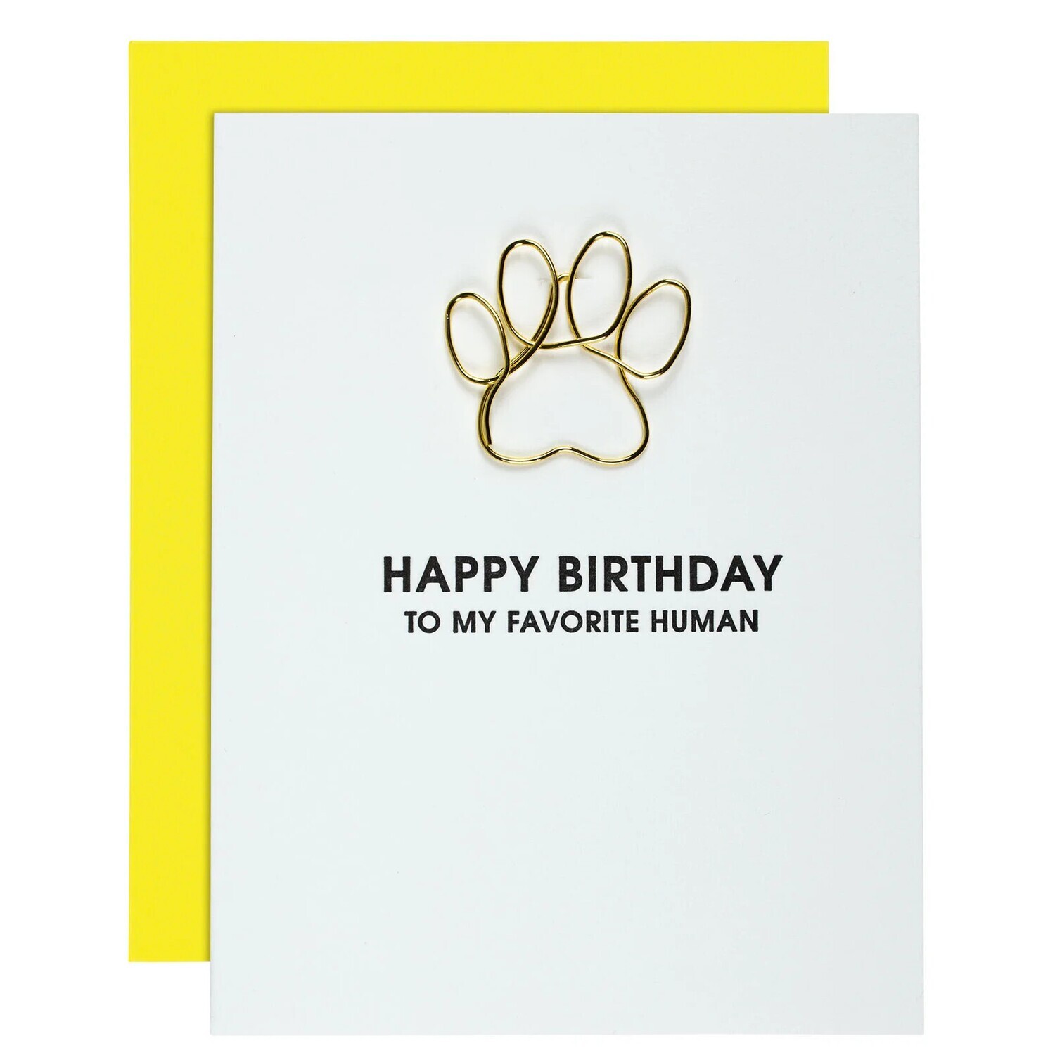 Birthday - Favorite Human Paw Print Paper Clip Letterpress Card