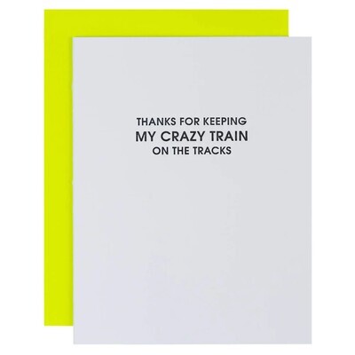 Crazy Train on Tracks Letterpresss Card