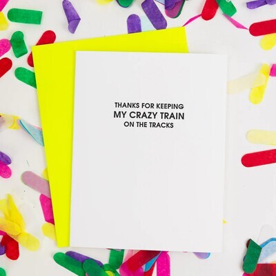Crazy Train on Tracks Letterpresss Card
