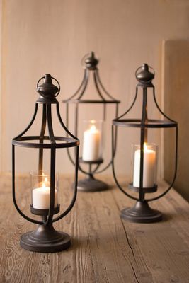 Metal Lantern with Glass Insert - Large