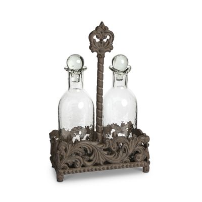 Acanthus Cast Aluminum Oil &amp; Vinegar Bottle Holder