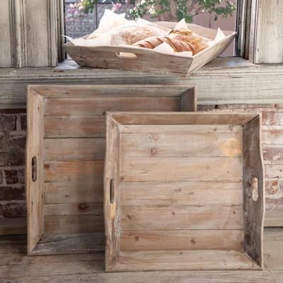 Square Reclaimed Wood Tray Recliamed Wood Small