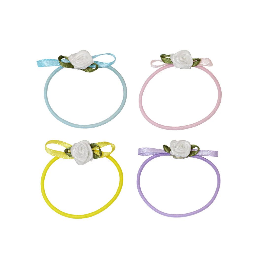 Emi Jay Ponytail Holder Set of 4 in Baby Rosette
