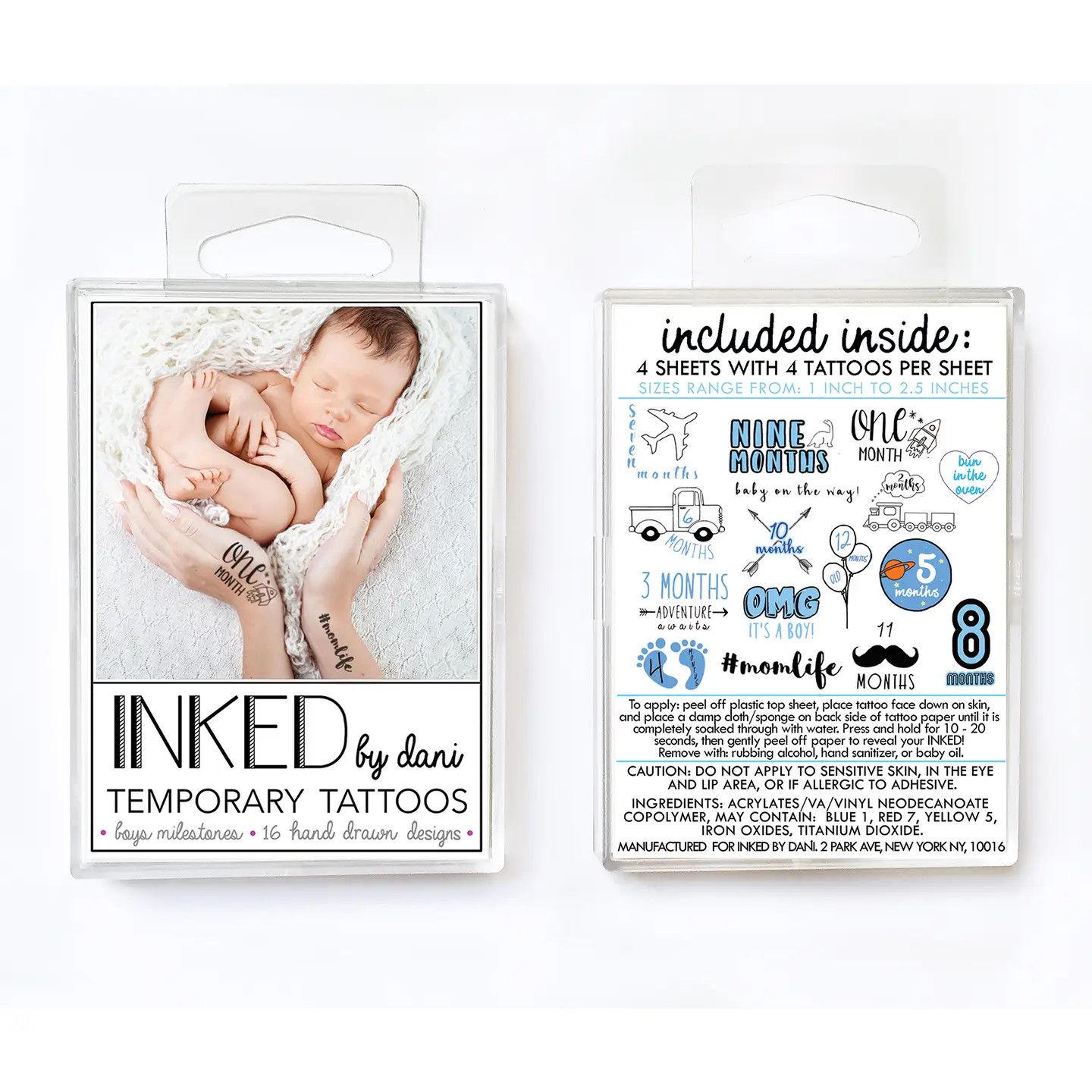Baby Boy Milestone Temporary Tattoo Pack
