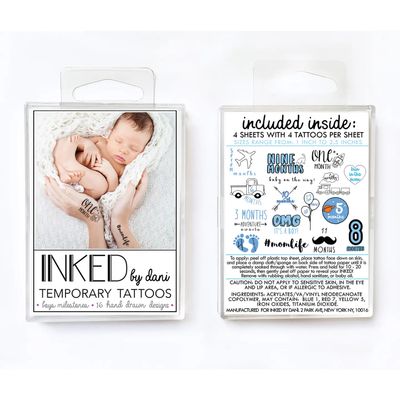 Baby Boy Milestone Temporary Tattoo Pack
