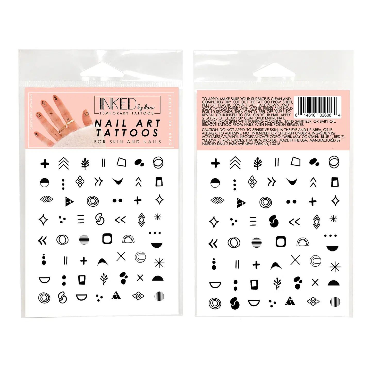 Mod Nail Art Temporary Tattoo Pack - Black
