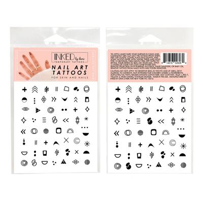 Mod Nail Art Temporary Tattoo Pack - Black