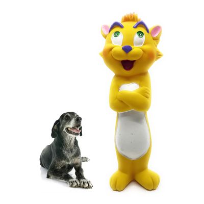 Squeaky Yellow Cat Senior Rubber Dog Toy