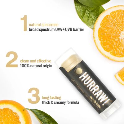 Hurraw! Sun Lip Balm SPF 15 in Tangerine Chamomile
