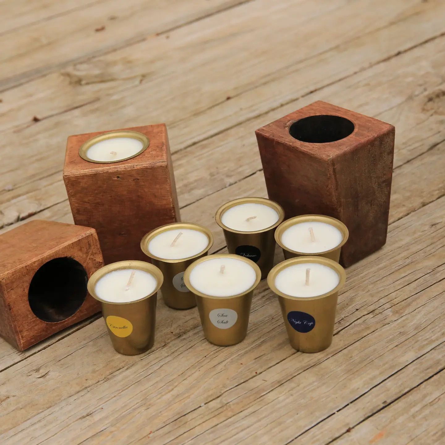 100% Soy Sugar Mold Scented Hand Poured Candle -Sweet Tobacco, Natural Wood