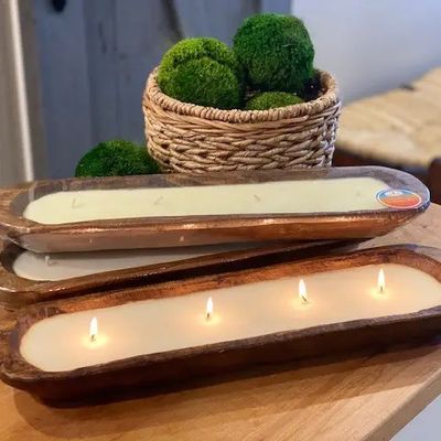 Small Wood Bread Bowl Candle-Earth Garden