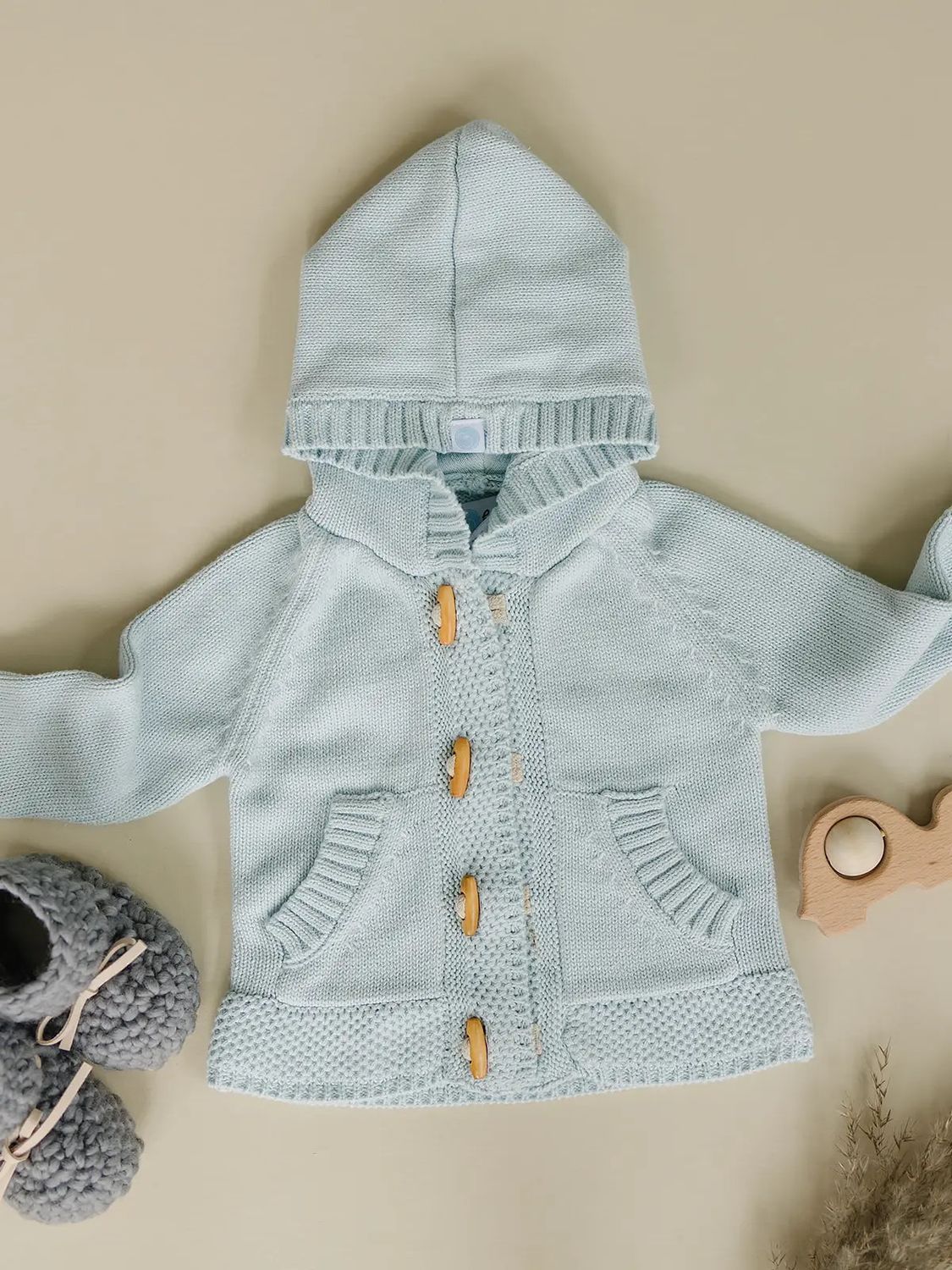 Beba Bean Knit Hoodie - Blue 6-12