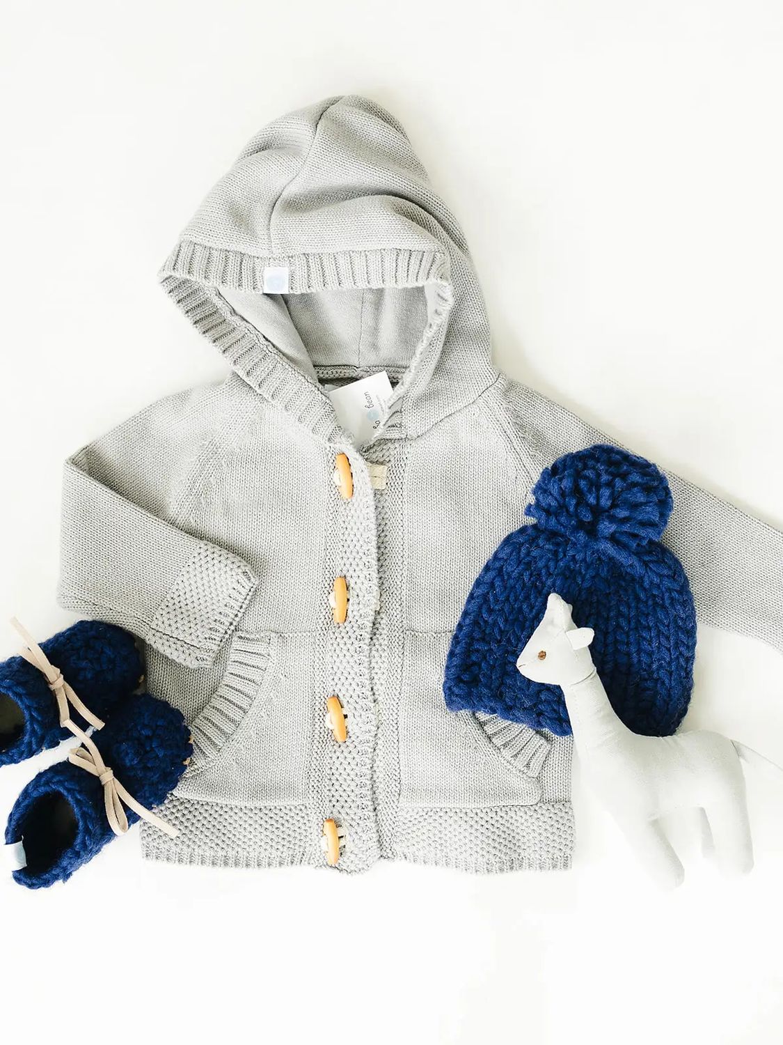 Beba Bean Baby Knit Hoodie - Grey 18-24 months