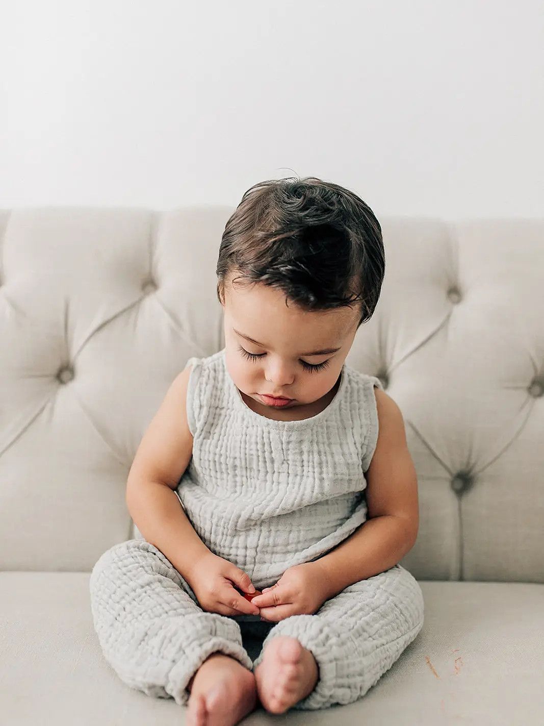 Beba Bean Baby Muslin Onesie - Light Grey 12-18