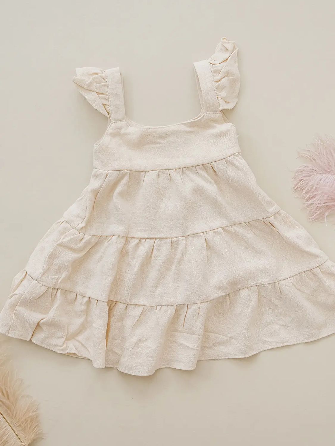 Beba Bean Baby Bamboo Ruffle Dress Ivory 3-6 months