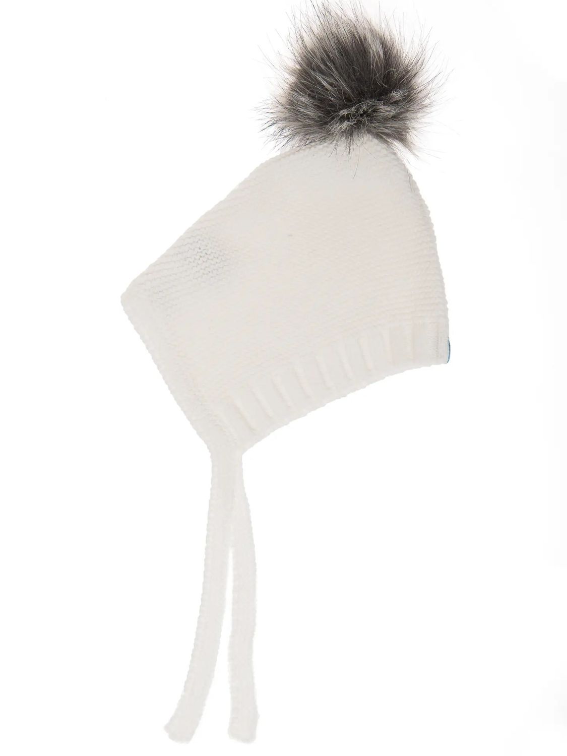 Beba Bean Baby Pom Pom Hat - Ivory 3-6 months